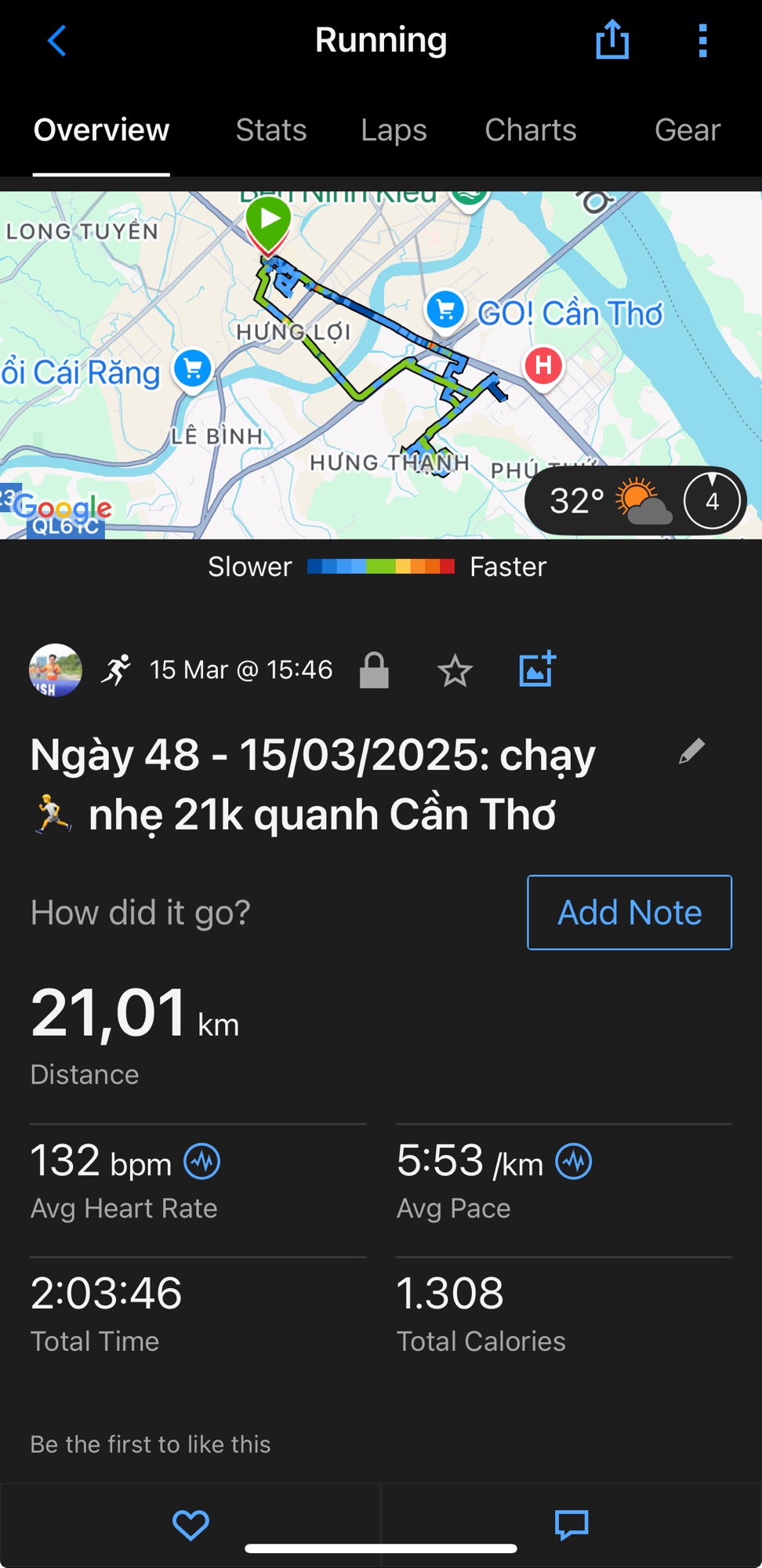 🏃‍♂️ NGÀY 48 – CHẠY NHẸ 21K QUANH CẦN THƠ&nbsp;☀️
